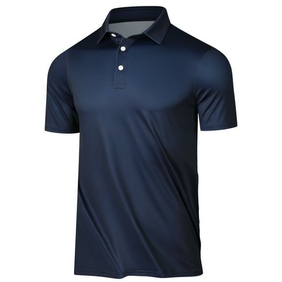 Golf Polos for Men Short Sleeve Moisture Wicking Performance Business Sports Breathable Tennis Shirt Collared Navy S
