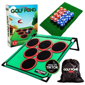 Golf Pong Backyard Golf Game with 16 Chipping Velcro Balls & Mat, Yard and Outdoor Games Family, Indoor Golf Set for Home, Beach or Party, Lawn Games for Family Outdoor
