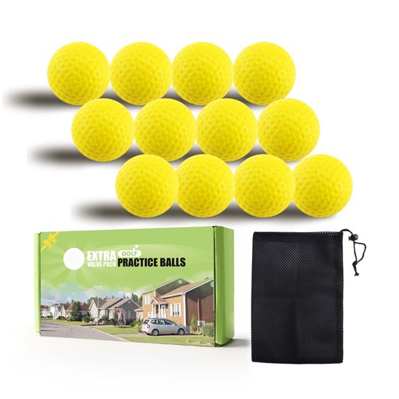 Golf Practice Balls Elastic Foam Soft Value 12 Pcs, Golf Training Ball Spone Dimpled Exercise Balls for Golf Swing Training Aids Home Office Indoor Outdoor Backyard