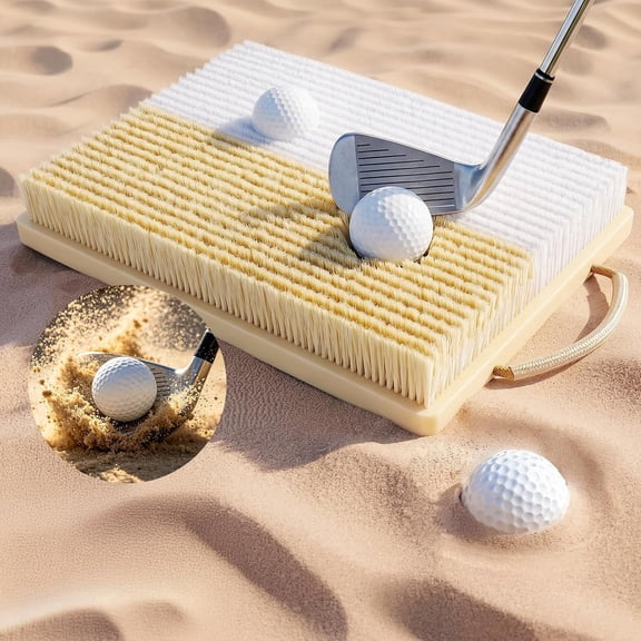 Golf Practice Mat Bunker, Hitting Mat for Golf Beginner, Shallow & Deep Simulation Sand Pit Strike, Trap Chipping Practice Mats with Handle Portable for Indoor Outoor, Non-Slip, 15.6"x11.6"
