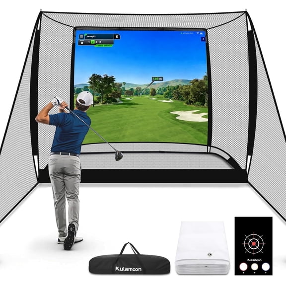 Golf Practice Net, 10' x 8' Golf Driving Net with Impact Screen, Target Cloth & Side Barriers, Heavy Duty Golf Training Net for Backyard, Indoor Garage and Outdoor Use