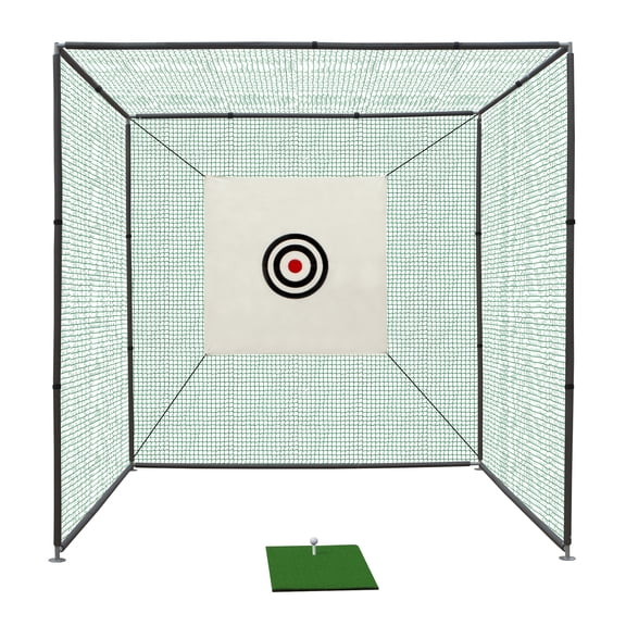 Golf Practice Net Cage with Metal Frame 10X10X10FT Indoor Outdoor Kit
