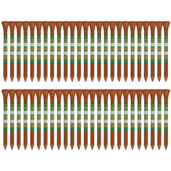 Golf Practice Tees for Practice Shots, 83mm Wooden 50 Pack with Striped Body, Cup Top, and Pointed Tip for Grass Setup and Course Starts