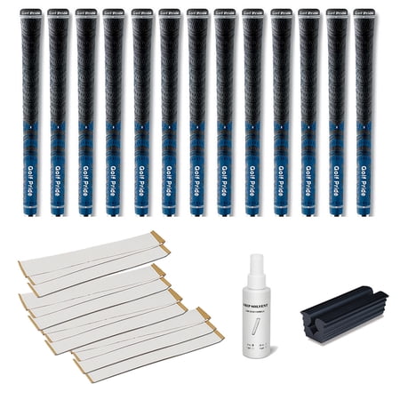 Golf Pride New Decade Multicompound (MCC) Midsize Blue - 13 pc Golf Grip Kit (with tape, solvent, vise clamp)