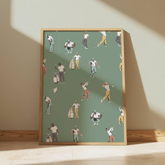 Golf Prints, Golf Wall Art, Tiny Golfer Print, Golf Poster, Tiny Golf Poster, Vintage Golf Art, Golf Prints Wall Art, Sage Green Wall Art Wall Art, Modern Wall Decor, 8x12 UNFRAMED