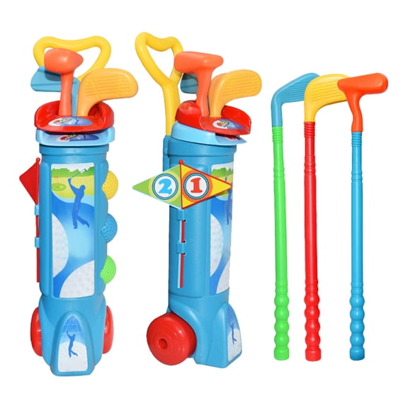 Golf Pro Set Toy for Kids Toddlers Golf Clubs Flags Practice Balls Sports Indoor Blue