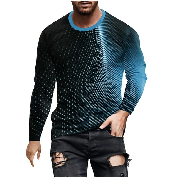 Golf Pullovers for Men Pullover Clearance Casual Round Neck Long Sleeve Pullover Stripe Print Tops