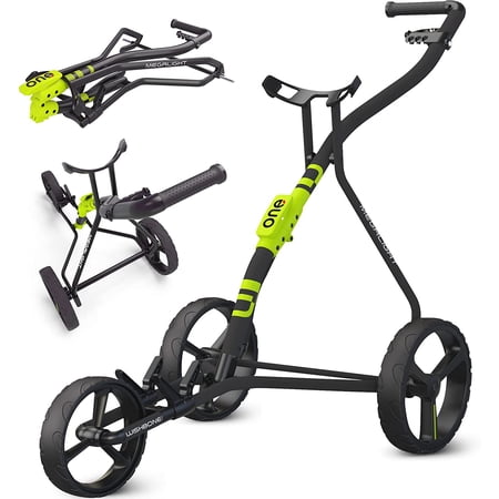 Golf Push Cart | Aircraft-Grade 1step Folding Golf Cart Lightweight (Lime)