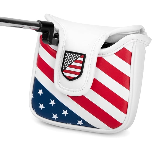 Golf Putter Cover USA Mallet Putter Headcover with Magnetic Closure Leather Golf Club Covers for Most Brand