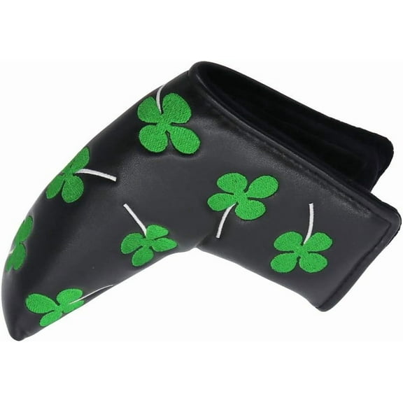 Golf Putter Head Cover Four Leaf Clove Embroidered Blade Shamrock Headcovers