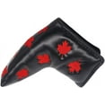 thumbnail image 1 of Golf Putter Head Cover Red Maple Leaf with V- Closure PU Leather for Golf Putter Club Blade Cover, 1 of 9