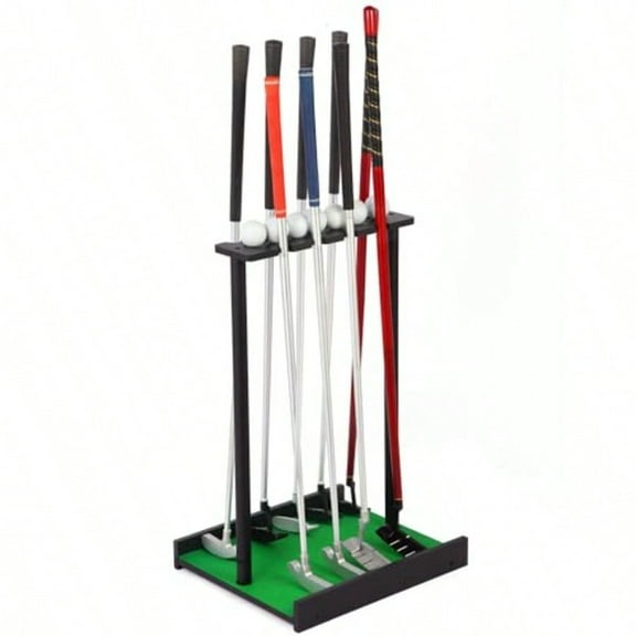 Golf Putter Stand For 9 Clubs 7 Balls Solid Wood Golf Club Rack Golf Club Organizer Floor Stand Golf Club Holder Rustic Modern Design For Home Office Golf Course Accessories