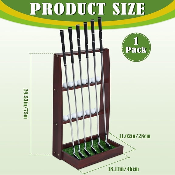 Golf Putter Stand Wooden Display Rack Golf Club Holder Stand, Brown Golf Club Organizer for Storage Sports Indoor Home Garage