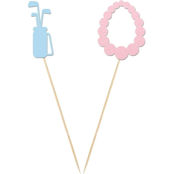 Golf Putters Pearls Gender Reveal Centerpiece Sticks, 12-Pack Table Topper Baby Shower Party Decorations