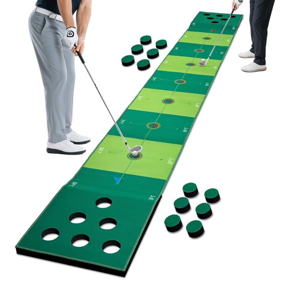 Golf Putting Game Home Putting Green Mat Indoor Outdoor Game Set For Adults Portable Design Mini Golf Practice Mat For Office Backyard Family Gatherings Green