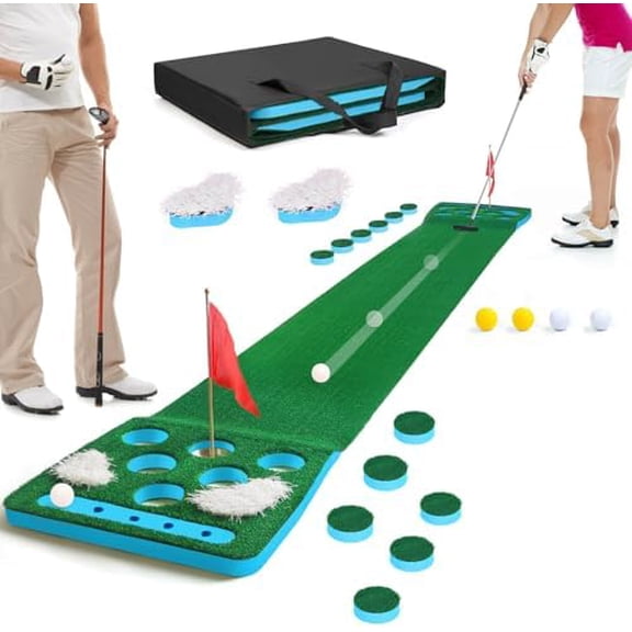 Golf Putting Game Set, Detachable Golf Putting Green Mat with 4 , 2 Cups & Flags, 1 Portable Bag for Indoor & Outdoor Party Game Use$$Sport & Recreation Other