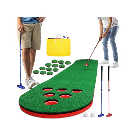 Golf Putting Game Set Mini Golf Putting Green Mat With Putters Golf Game Practice Equipment Portable Mini Golf Set For Backyard Party Home Office Golfers Green 10 Feet