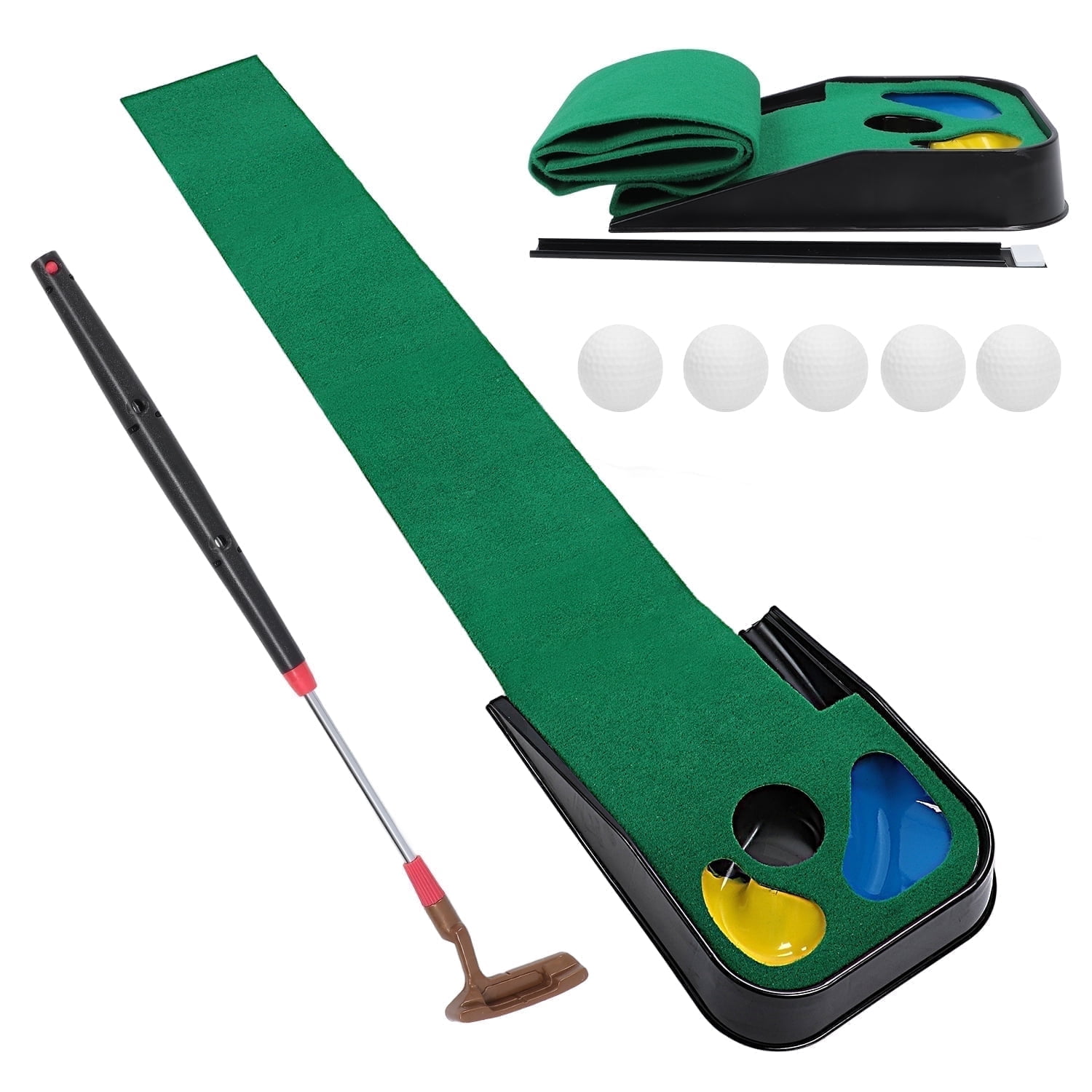 Putting Set EOTVIA Golf Putting Green, 79in Indoor Golf Putting Mat with Auto Ball ...