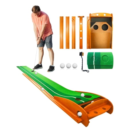 Golf Putting Green With Auto Ball Return For Indoor Outdoor Practice Mat Training Aid Alignment Guide Non-slip Base Home Backyard Office Gifts Dad Men Women