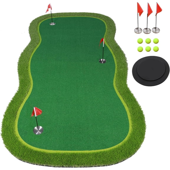 Golf Putting Green/Mat-Golf Training Mat- Professional Golf Practice Mat- Green Long Challenging Putter for Indoor/Outdoor