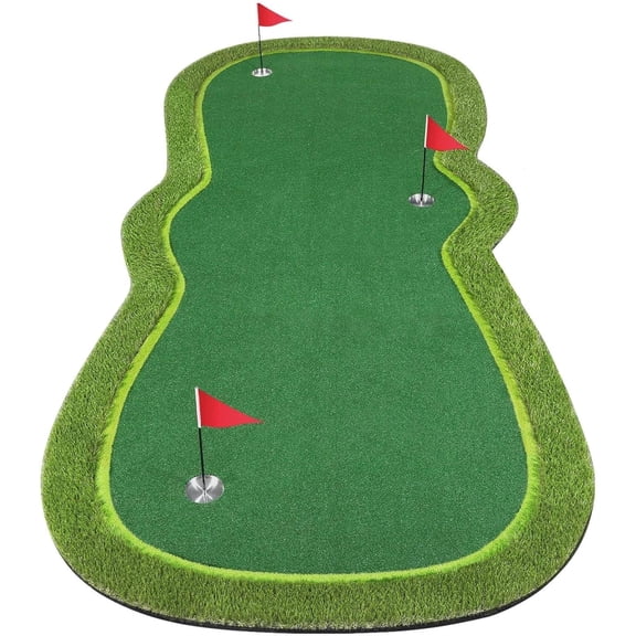 Golf Putting Green Mat, Professional Large Putting Mat with Movable Cup/Slope Pad for Indoor & Outdoor