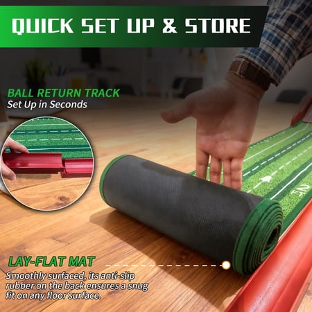 Golf Putting Mat Indoor With Auto Ball Return 4 Reversible Flip Ramps Realistic Green Speed Multiplayer Game Practice Training Aid For Home Office Backyard Gifts Men&women