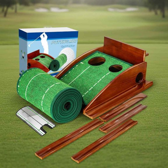 Golf Putting Mat with Ball Return - Indoor Putting Green, Portable Training Aid for Home Office