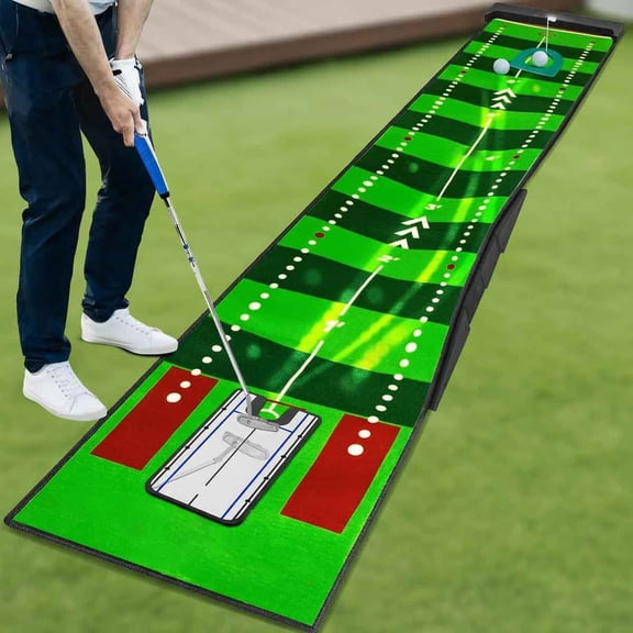 Golf Putting Practice Mat  Adjustable Slope, Trajectory Tracking & Pong Game Modes | Portable Putting Green for Home, Office, Indoor & Outdoor