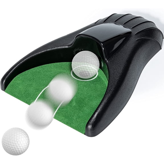 Golf Putting Return Machine - Green with Ball Kick Back Mat, Battery-Powered Return, Practice at Home, Office, Parties