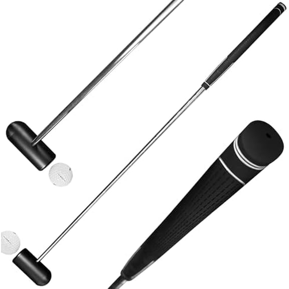Golf Putting Training Aid - 35" Sweet Spot Practice Putter with Head - Stainless Steel Alignment Tool to Improve Center Contact, Tempo & Muscle Memory (Right/Left Handed)