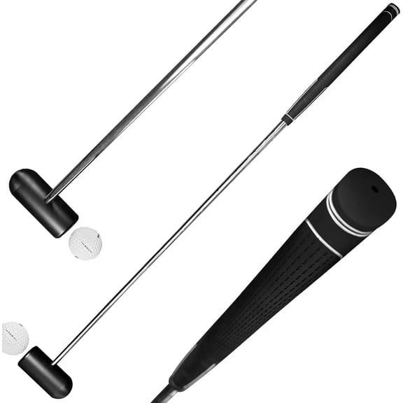 Golf Putting Training Aid - 35" Sweet Spot Practice Putter with Micro Head - Stainless Steel Alignment Tool to Improve Center Contact, Tempo & Muscle Memory (Right/Left Handed)