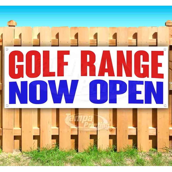 Golf Range Now Open 13 oz Vinyl Banner With Metal Grommets