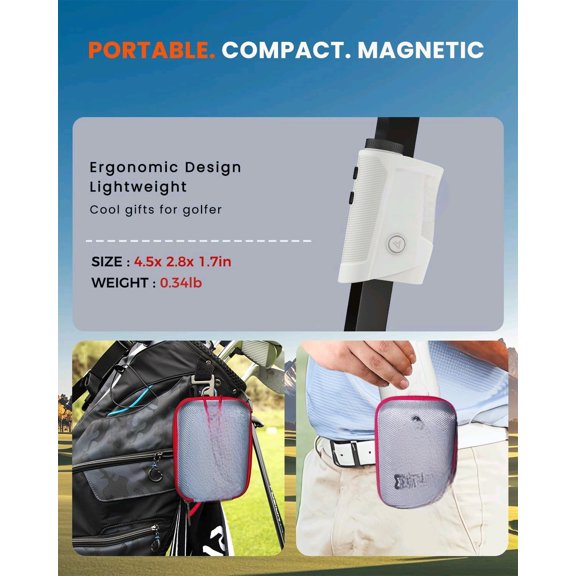 Golf Rangefinder with Slope - 1200 Yard Laser Range for Golfing & Hunting, High-Precision Flag Locking Vibration, 7X Magnification, USB-C Rechargeable, Built-in Magnetic Strip