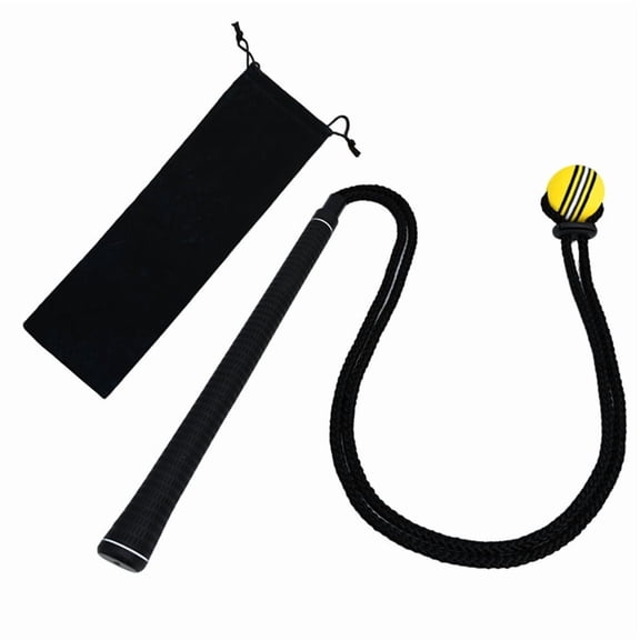 Golf Rope Swing Trainer & Aid - Elevate Speed Tempo Flexibility All-Level Warm-Up for Stronger Swings Black