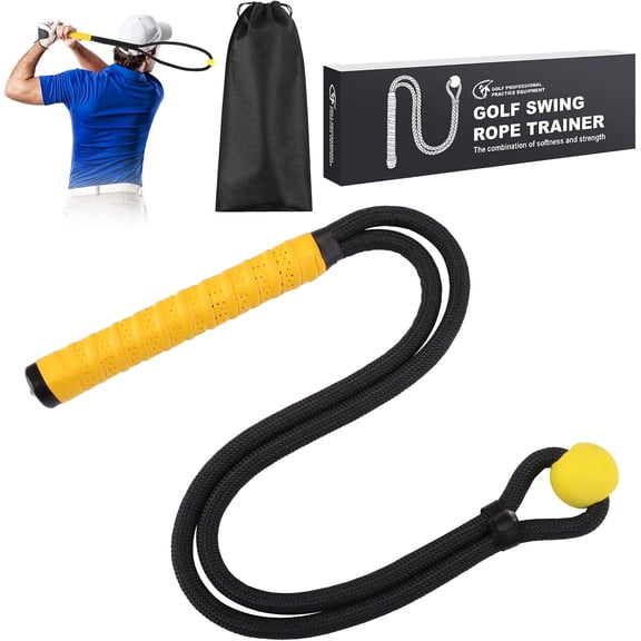 Golf Rope Swing Trainer, Durable Golf Swing Rope Training Aid with Swing Path Visual Ball, Non-Slip Golf Grip Trainer to Improve Speed, Tempo, Warm Up, Home Golf Practice Equipment for Golfers
