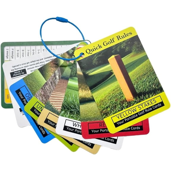 Golf Rules Quick Reference & Golf Club Range Cards (8-Pack) | Rules of Golf Pocket-Size Guide | Golf Rules Cards for Bag, Golf Club Distance Chart, Golf Training Aid, Golf Accessories for Men