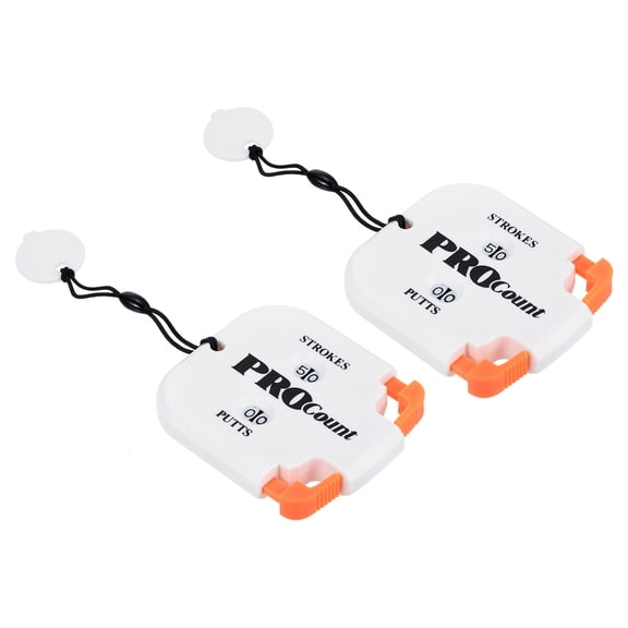 Golf Score Counter 2 Digits Scoring Keeper Mini Golf Shot Stroke Counter, White Orange, 2 Pack