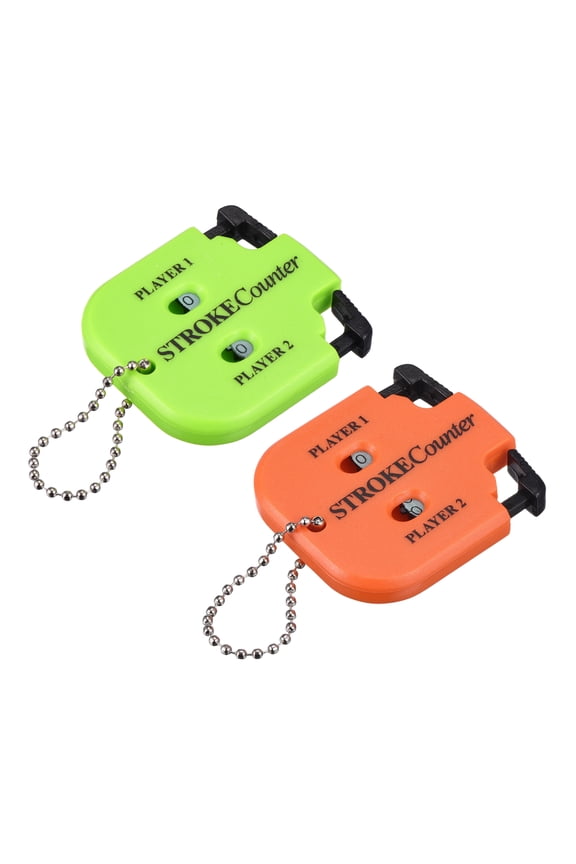 Golf Score Indicator, 2 Player Stroke Counter Clicker with Key Chain 2 Pcs & Orange/Green -Fitting for (Golfer/Training/Practice)