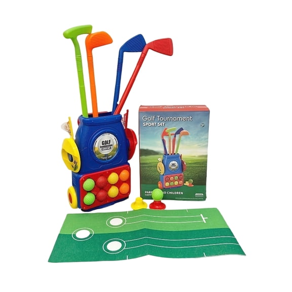 Golf Set Plastic Golf Clubs Golf Putting Mat Indoor Golf Practice Putting Green Indoor 4 Clubs 8 Balls Play Set