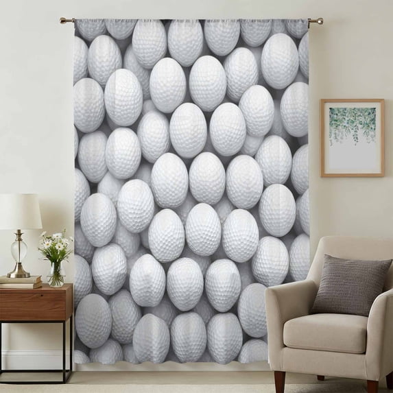 Golf Sheer Curtains 84 Inches Long, Modern Geometric Abstract Balls Textured Light Filering Curtains, Breathable Simi Curtain Privacy Drapes for Living Room Bedroom Lightweight Window Treatment