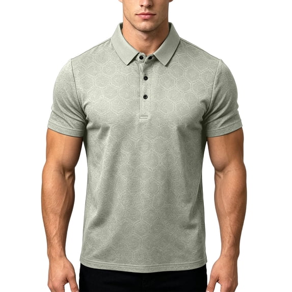 Golf Shirts For Men Short Sleeve Lapel Button Polos-Collared Texture Tops Casual Moisture Wicking Polos Shirt (3XL, Green)