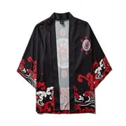 Golf Shirts For Men Summer Japanese Five Point Sleeves Kimono Mens And Womens Cloak Jacke Top Blouse Black