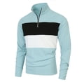 thumbnail image 1 of Golf Shirts for Men Long Sleeve T-Shirts with Zipper Stand Collar Mens Pullover Color-Block Vintage Breathable Waffleknit Athletic Tees Tops, 1 of 8
