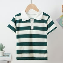 Golf Shirts for Boys & Girls Short Sleeve Collared T-Shirts 4-13 Years Teens Kids Casual Stripe Printed Pullover Comfort Athletic Tees Tops