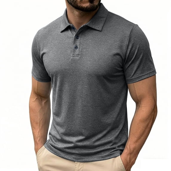 Golf Shirts for Men Athletic Short Sleeve T-Shirts Mens Summer Casual Pullover Button Collared Workout Tees Tops Fathers Gifts