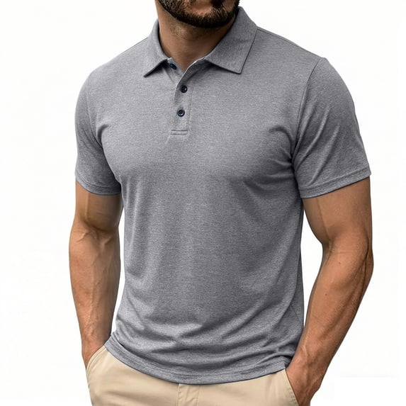 Golf Shirts for Men Athletic Short Sleeve T-Shirts Mens Summer Casual Pullover Button Collared Workout Tees Tops Fathers Gifts