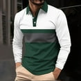 thumbnail image 1 of Golf Shirts for Men Big & Tall S-5X Long Sleeve Plus Size T-Shirts Button Collared Casual Pullover Breathable Color-Block Office Work Tshirts Tops, 1 of 5