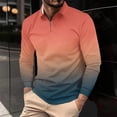 thumbnail image 1 of Golf Shirts for Men Big & Tall S-5X Plus Size Long Sleeve Tshirts Shirt with Zipper Collar Pullover Gradient Printed Basic Athletic Workout Tees Tops, 1 of 5
