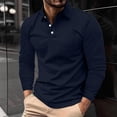 thumbnail image 1 of Golf Shirts for Men Business Casual Long Sleeve T-Shirts Pullover Button Collared Solid Color Breathable Office Work Tees Tops, 1 of 6