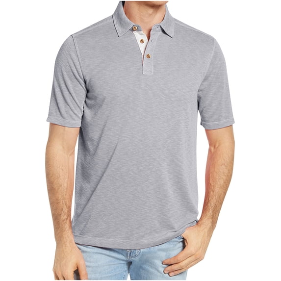 Golf Shirts for Men Business Casual Short Sleeve Tshirts Shirt Mens Pullover Button Collared Solid Color Breathable Going-Out Work Tees Tops